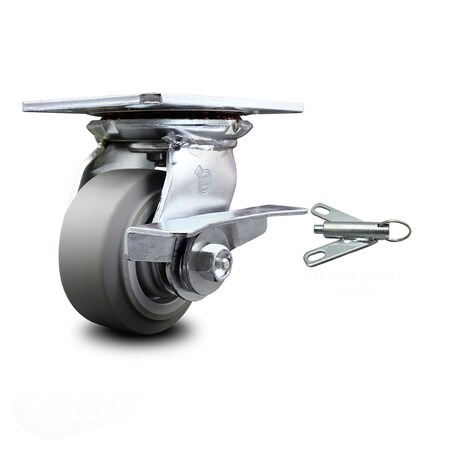 Service Caster 4 Inch Thermoplastic Rubber Caster with Ball Bearing and Brake/Swivel Lock SCC SCC-35S420-TPRBF-SLB-BSL